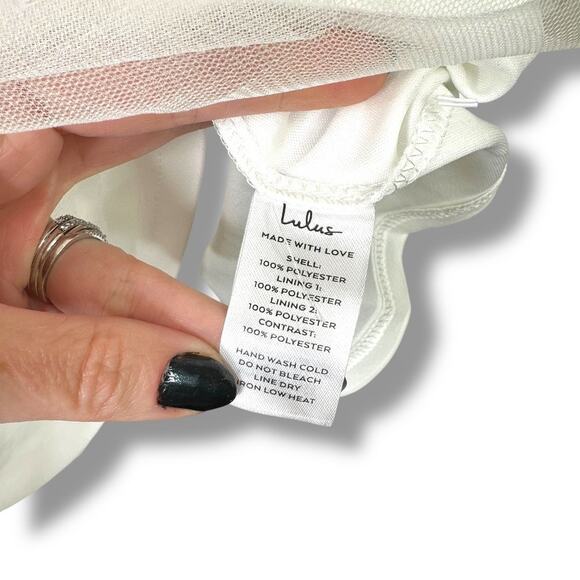 Lulus NWT Marvelously Lovely White Tulle 3D Embroidered Strapless Mini Dress - Picture 11 of 11